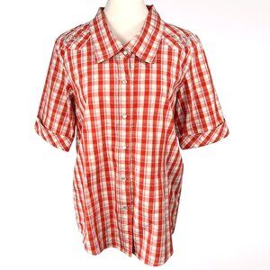 Brit & Bridle Plaid Snap Front Shirt Short Sleeve Cotton Blend Small